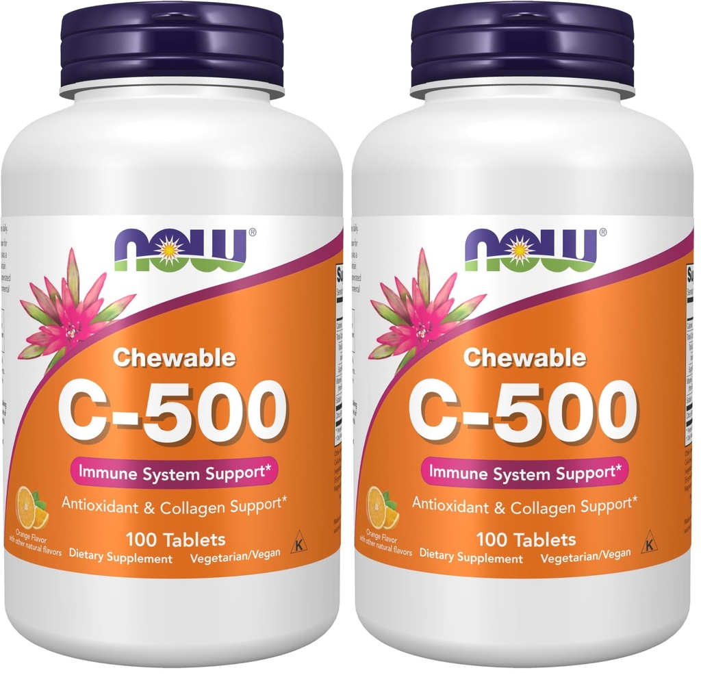 NOWの補足、ビタミンC-500、酸化防止保護*、オレンジ ジュースの味、100のChewable Lozenges (パッケージ2)