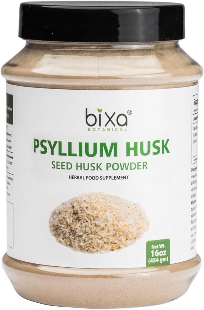 bixa BOTANICAL Psyllium Husk Powder | Plantago Ovata ǀ Ayurvedic Herbal Supplement | Maintains Gut Motility | 1 Pound / 16 OZ | Gluten Free, Non-GMO, Steam Treated, Vegan, 100% Pure.