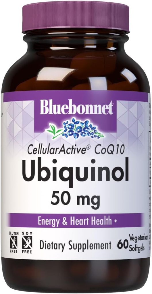 Bluebonnet栄養 Cellular Active CoQ10 Ubiquinol 50 mgベジタリアンSoftgels, 心の健康 & 細胞の健康, KanekaのUbiquinol, 非GMO, グルテンフリー, 豆乳無料, 60 ベジタリアンSoftgels