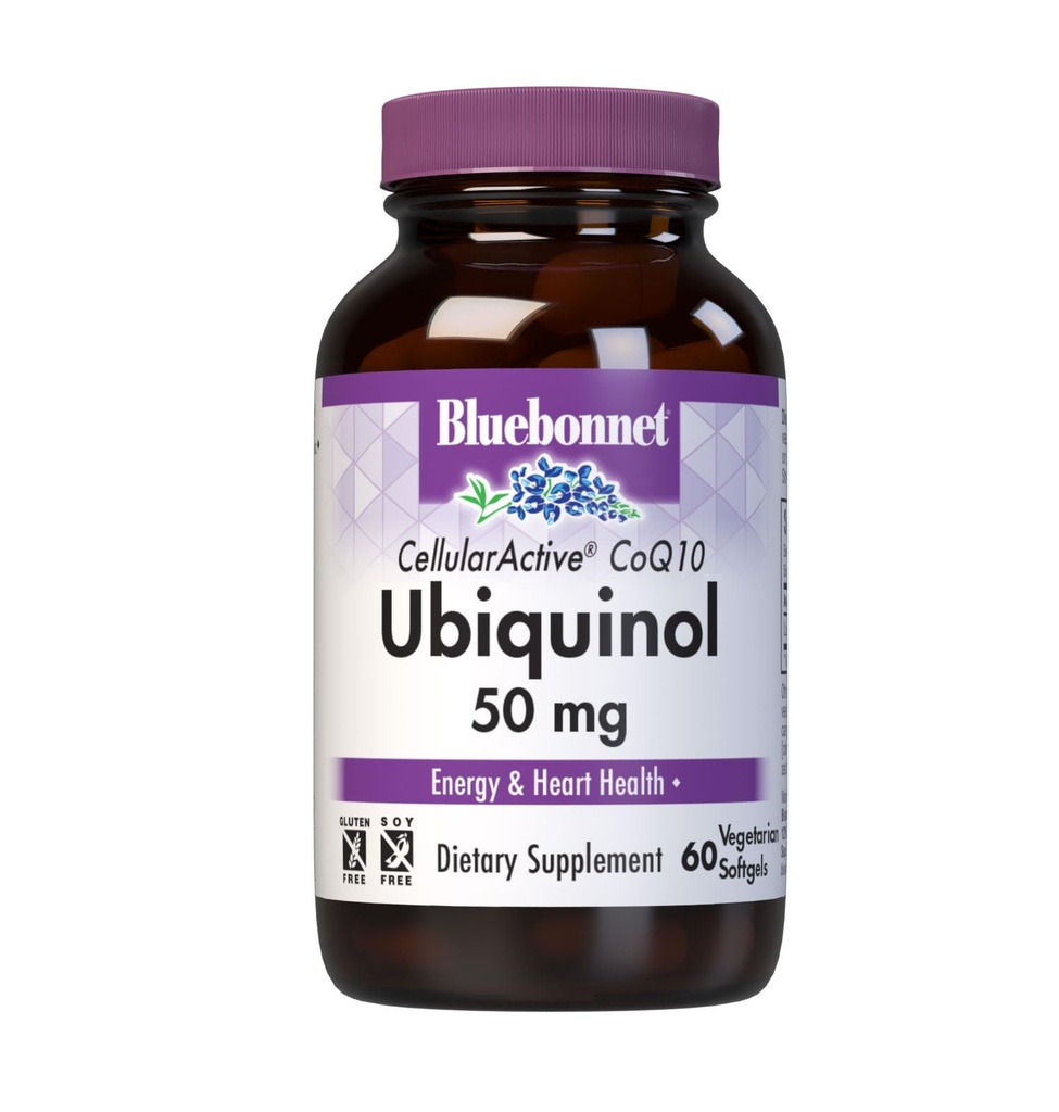 Bluebonnet栄養 Cellular Active CoQ10 Ubiquinol 50 mgベジタリアンSoftgels, 心の健康 & 細胞の健康, KanekaのUbiquinol, 非GMO, グルテンフリー, 豆乳無料, 60 ベジタリアンSoftgels