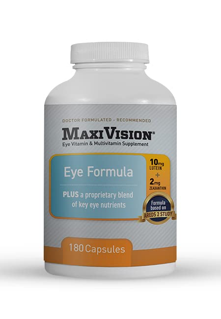 MaxiVision® アイフォーミュラ - AREDS 2スタディに基づくアイビタミン - エイジ関連マキュラーサポート(1 B、180カプセル)