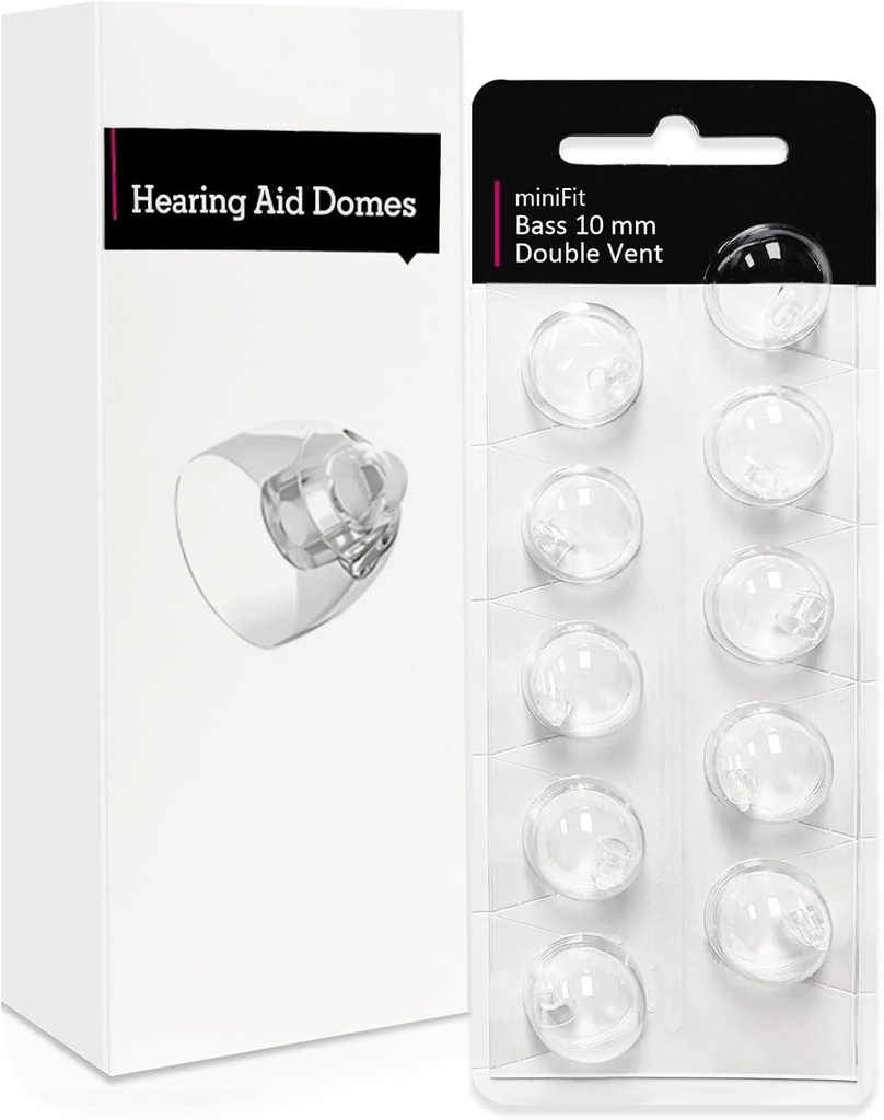 Double Vent 10mm-Hearing Aid Domes for Oticon Minifit, Oticon Hearing Aid Supplies, Replacements Parts Accessories Universal Oticon Domes for Hearing Aids Cleaning Kits (10 Pcs)
