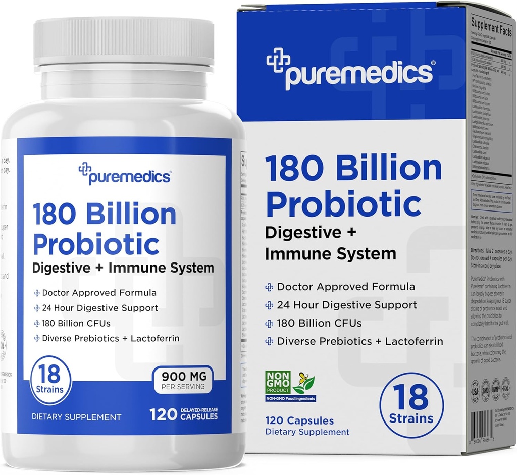 選択式プロバイオティクス 180 億 CFU - 18 の緊張 + Lactoferrin + プレバイオティクス - 免疫、消化及び腸の健康 - 便秘、Diarrhea、ガス&ブロッキング - 女性と男性 - 120ct