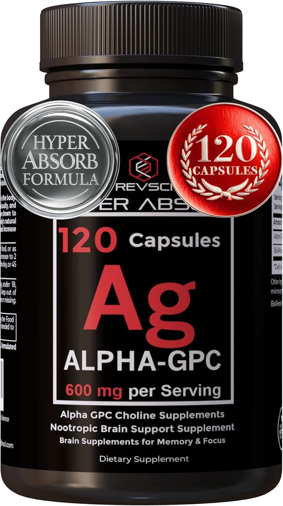 ハイパー吸収のためのアルファGPCの補足及びBioPerine - サービングごとの120の計算、アルファGPC 600mg - 記憶、焦点、エネルギーおよびドライブのためのNootropics - 米国で作られたAcetylcholineのブーストへのコリンの補足