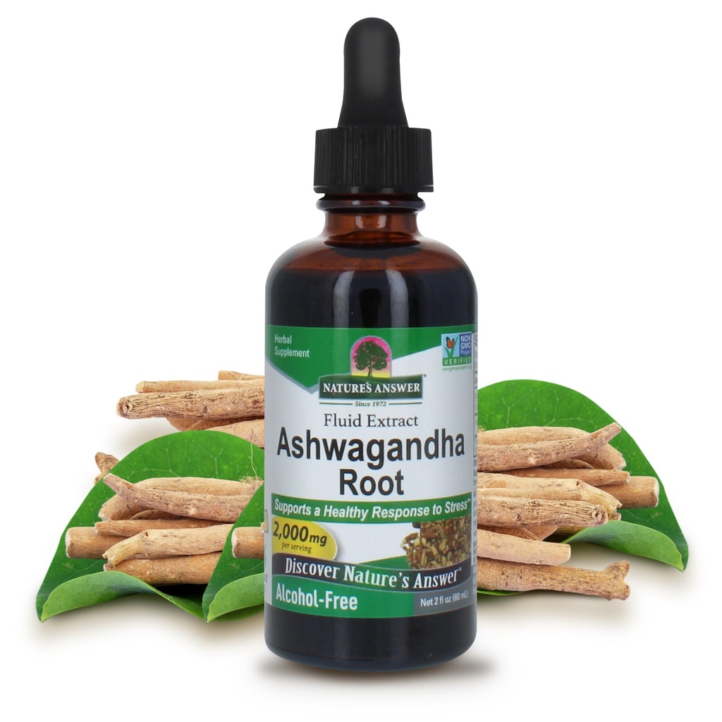 Nature's Answer Ashwagandha Root | ハーバルサプリメントは、健康な免疫機能を維持 | ストレスに対するボディサポート | グルテンフリー、アルコールフリー、ビーガン2oz