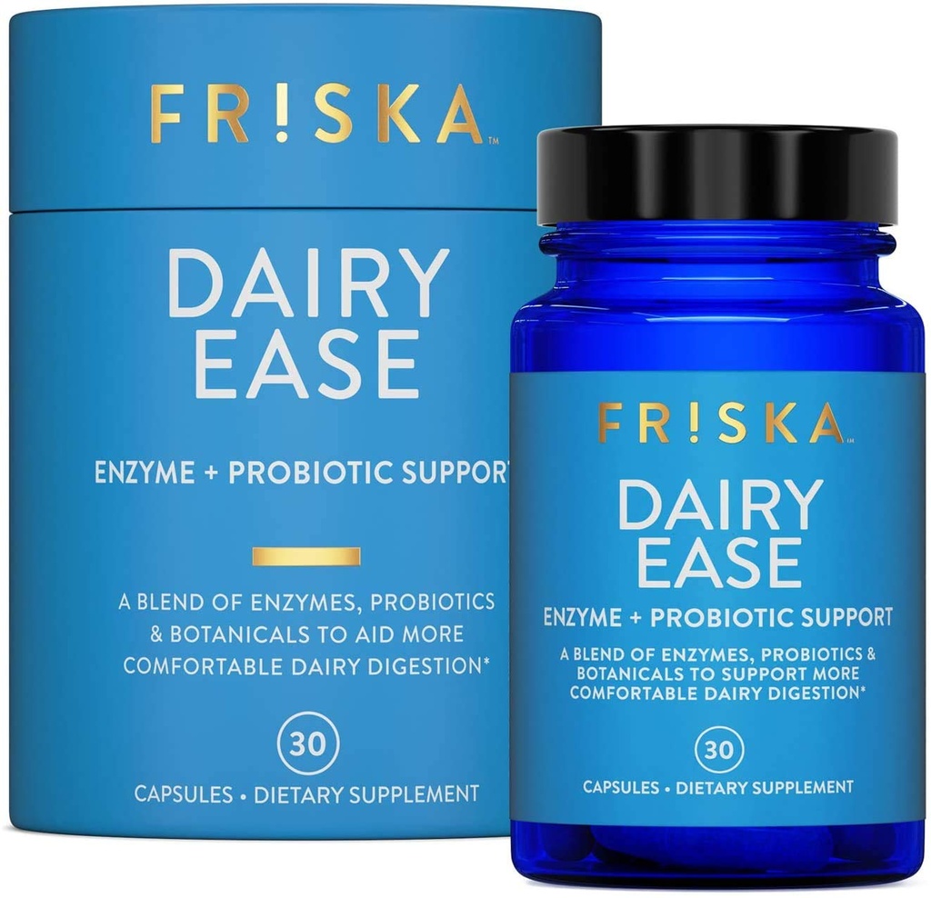 FRISKA Dairy Ease | 消化酵素とプロバイオティクスのサプリメント | より良い消化を促進 | 自然なラクトース耐性の救済とサポート | 30カプセル