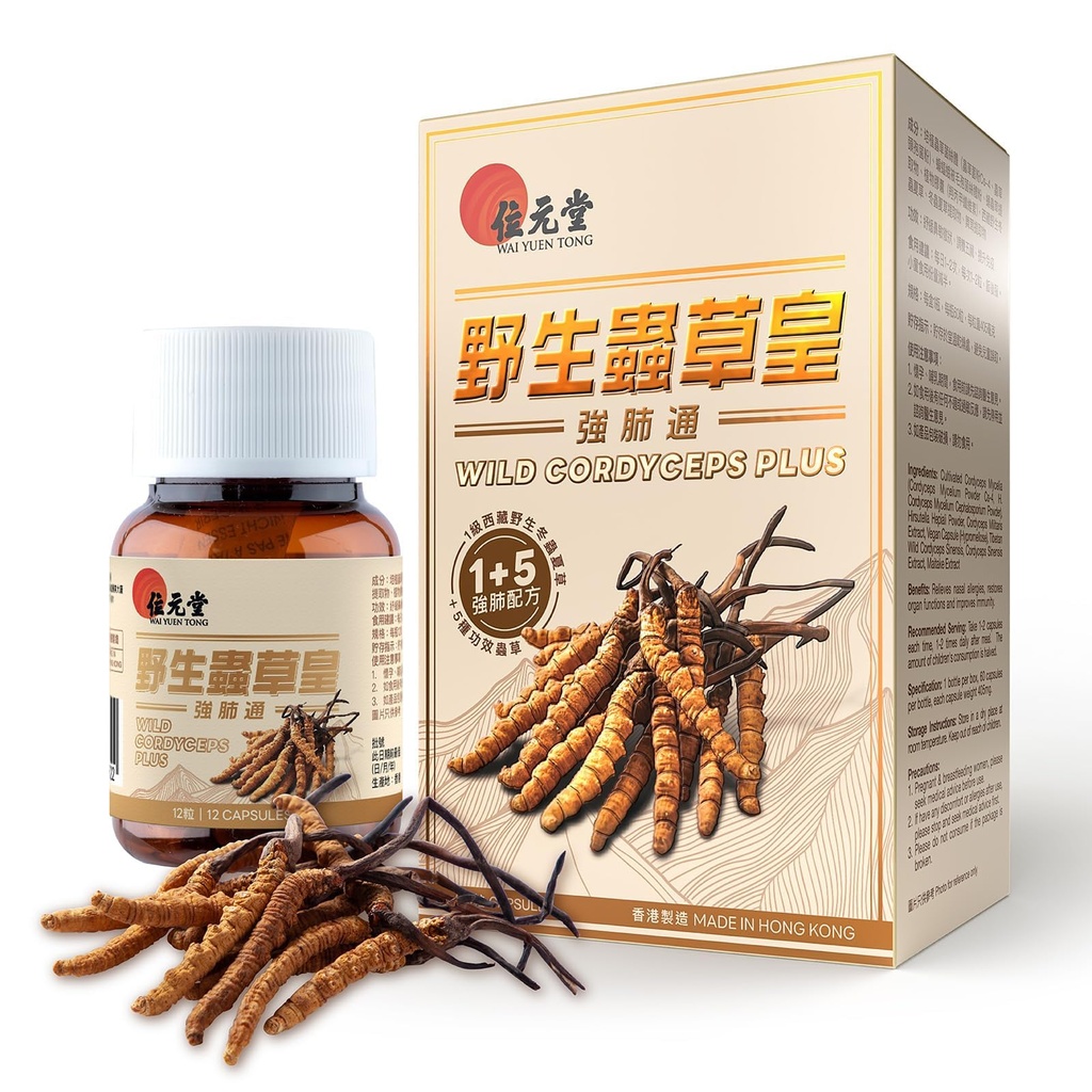 ワイルドコルディセププラス - チベットワイルドコルディセプ&5Cultivatedコルディセプ for Immune, Energy & Lung Support - 60カプセル