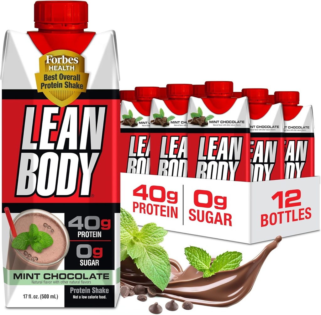 Labrada Lean ボディ レディ トゥ ドリンク ミント チョコレート パイナッシュ、40g 蛋白質、Whey のブレンド、0 砂糖、グルテンフリー、22 のビタミン及び鉱物、(再生利用できるカートン及びふた 12 のパック) LABRADA
