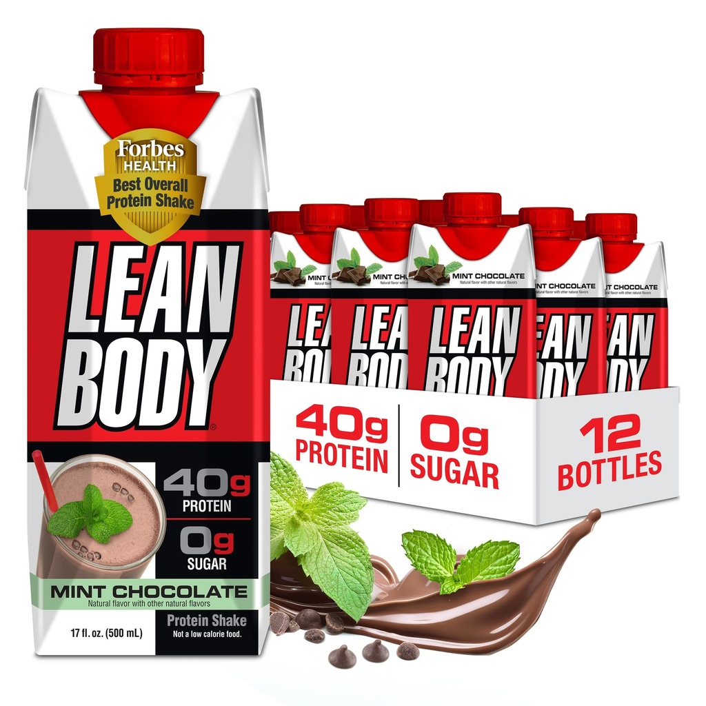 Labrada Lean ボディ レディ トゥ ドリンク ミント チョコレート パイナッシュ、40g 蛋白質、Whey のブレンド、0 砂糖、グルテンフリー、22 のビタミン及び鉱物、(再生利用できるカートン及びふた 12 のパック) LABRADA