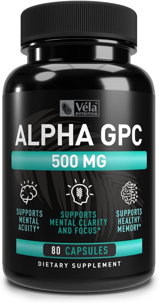 アルファGPC 500mgカプセル | 80カウント | ヘルシーな認知機能をサポート | ヘルシーな記憶をサポート | 最適なバイオアベイラビリティを約束 | 非GMO 3rdパーティ