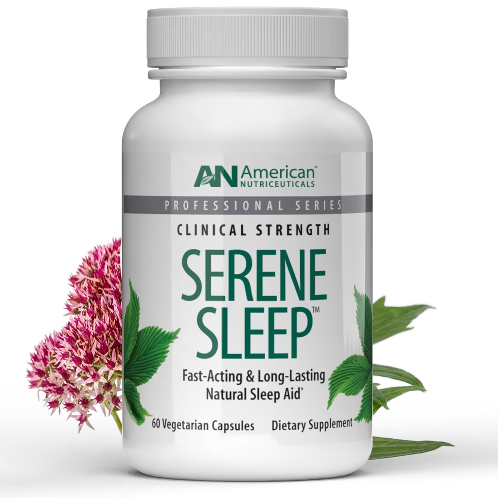 American Nutriceuticals - Serene Sleep Aid - Melatoninとマグネシウム - 大人のためのすべての自然な睡眠援助 - 長持ち - 60カプセル-30日の供給