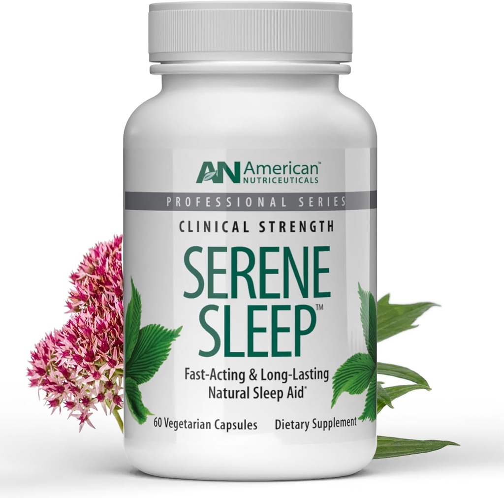 American Nutriceuticals - Serene Sleep Aid - Melatoninとマグネシウム - 大人のためのすべての自然な睡眠援助 - 長持ち - 60カプセル-30日の供給