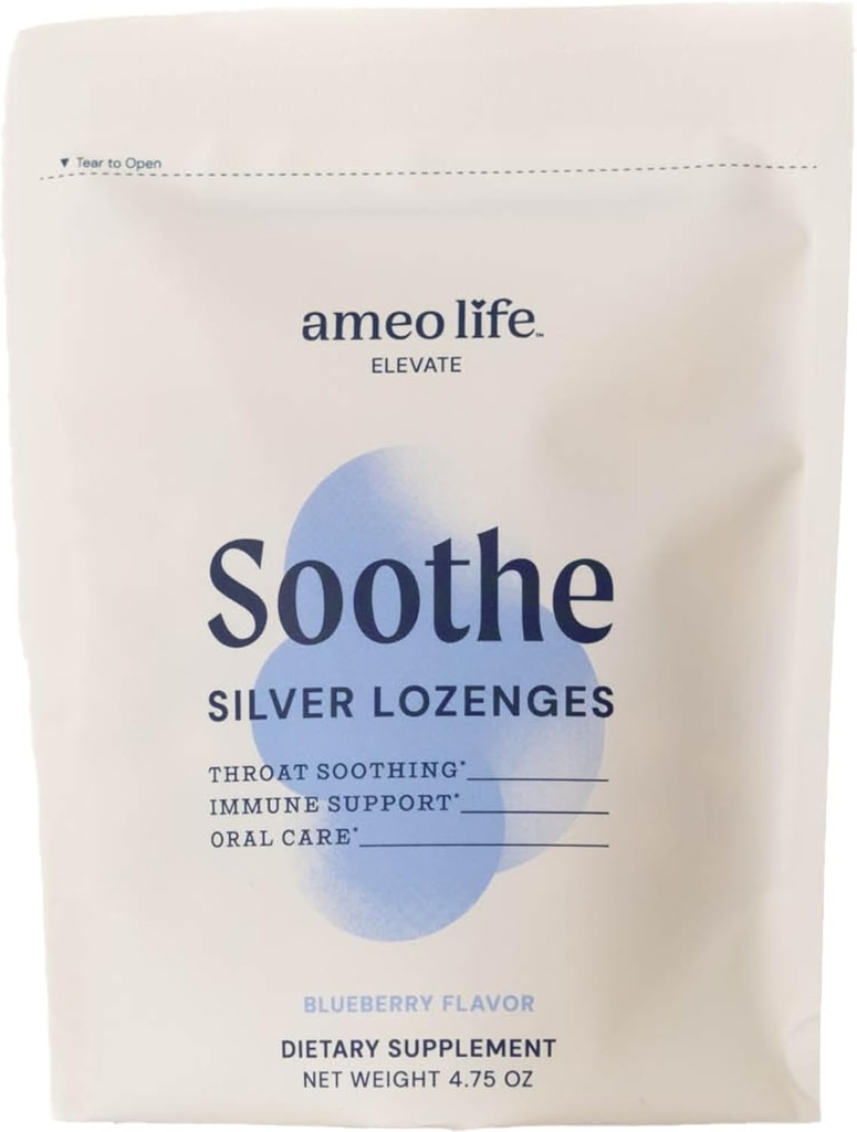 Ameo Life Colloidal Silver Liquid Drops 150 mcg with Blueberry Flavor - 100 Count Immune Support Supplement, Natural Colloidal Silver Cough Drops Alternative - Vegan, Gluten-Free & Non-GMO
