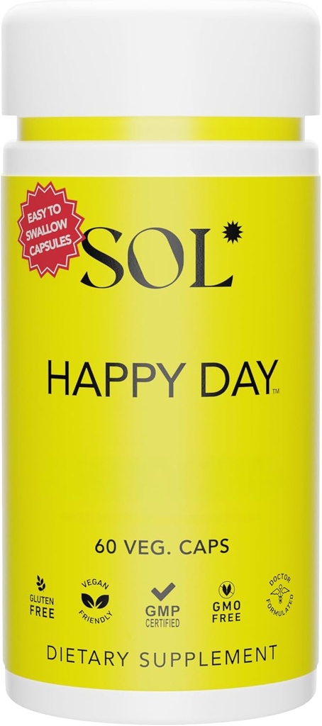 ハッピーデーサプリメント: 集合的幸福バーク、アストラガルス、およびGingko Bilobaの自然な草のプロパティを組み合わせて健康的なライフスタイルをサポート - 60 カプセルを飲みやすい