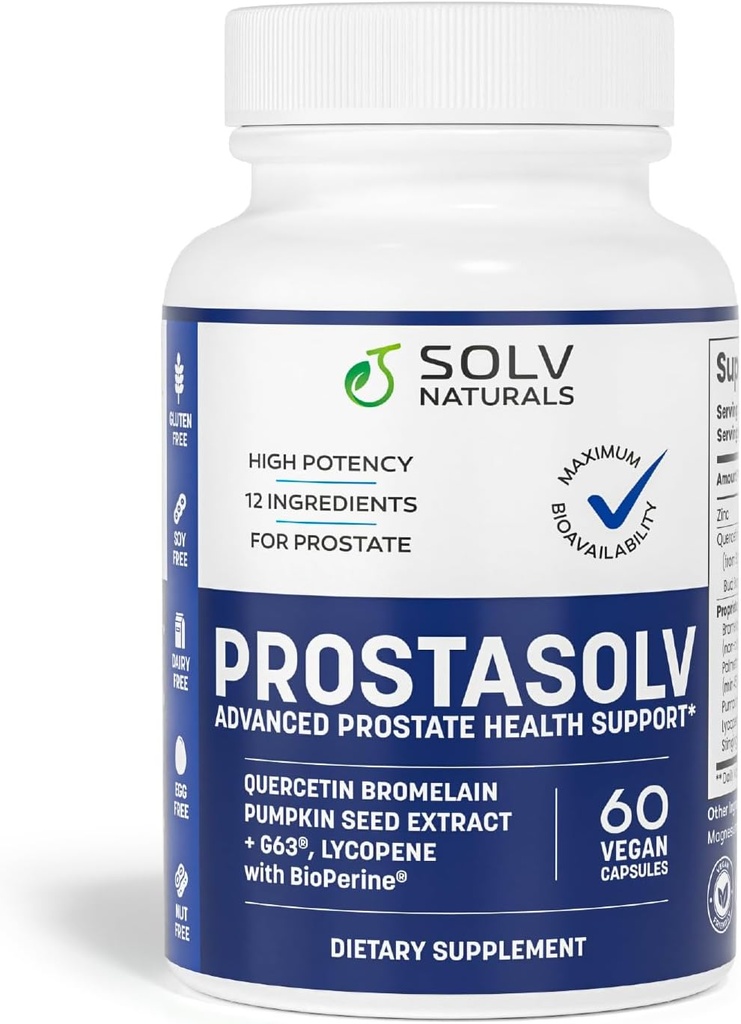 男性の健康のためのPROSTASOLVの前立腺サポート - Quercetin、Bromelain、Beta-Sitosterol、Pelvic及び前立腺の慰め-60の帽子のためのUrinary及び前立腺の健康の方式