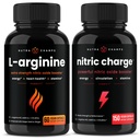 NutraChamps L-ArginineのカプセルおよびNitric充満カプセル2のパックの束