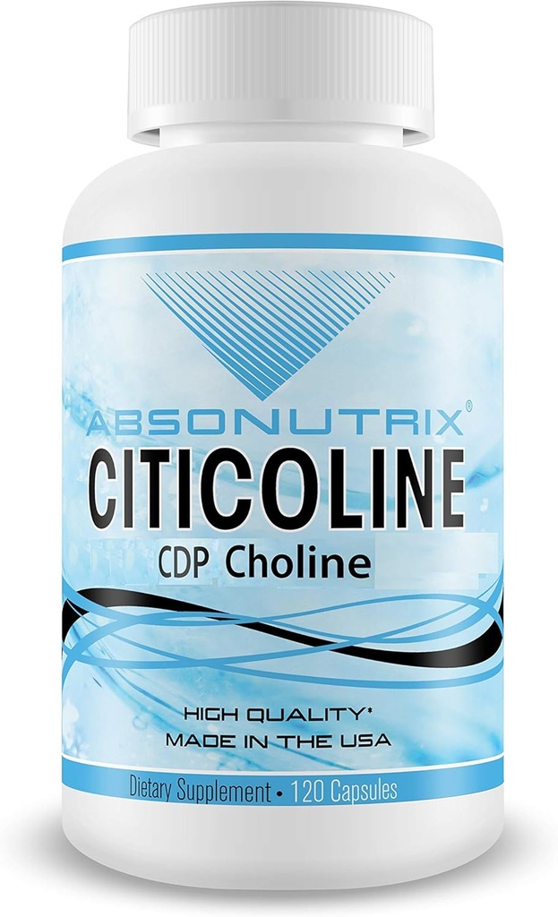 AbsonutrixのCiticoline CDPのコリン530mgのNootropicの補足、GMPは、Swallow、120のVegeの帽子への容易な証明される、非GMOの認知スキル、サポート メモリ、米国でなされる改善します