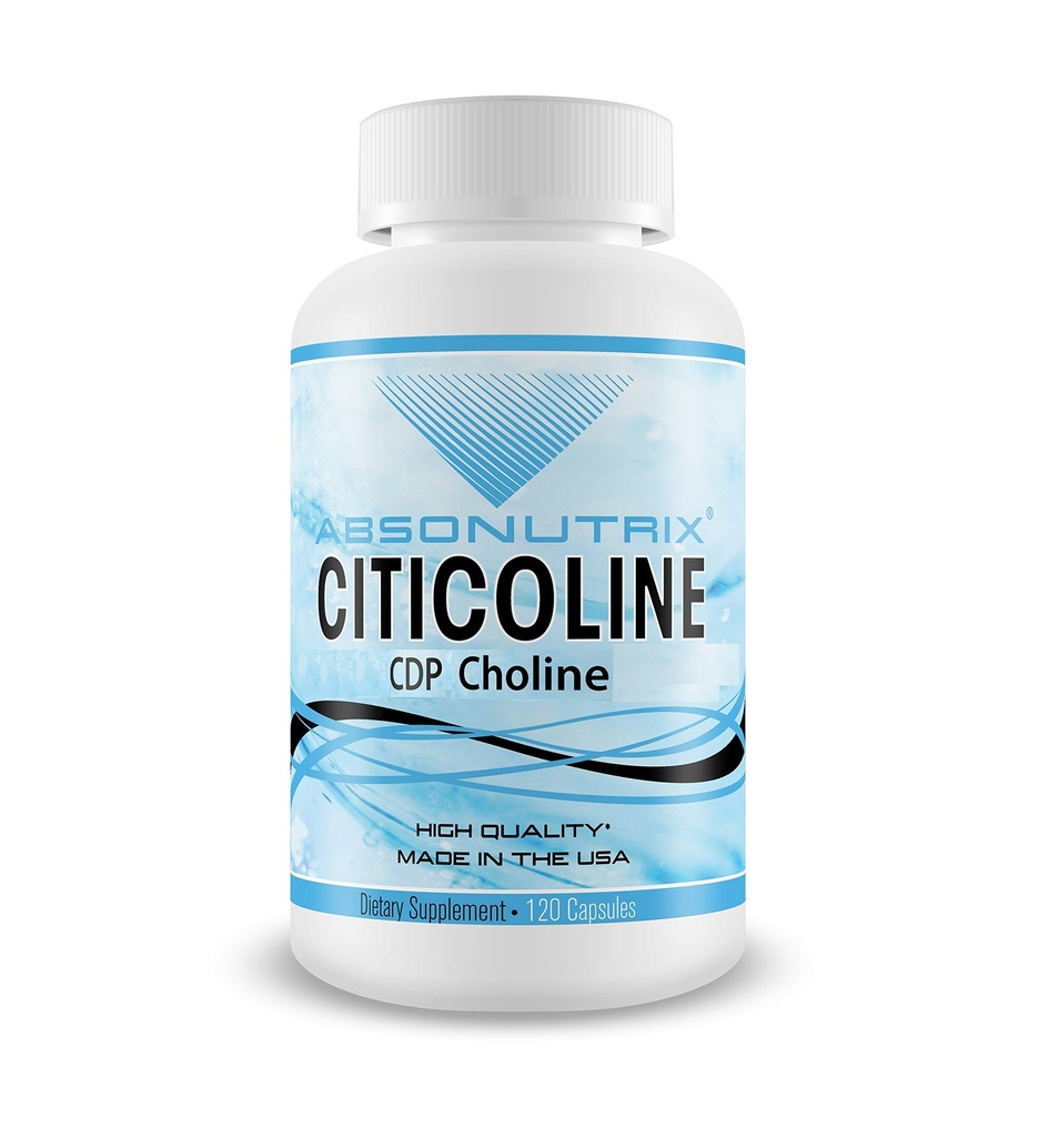 AbsonutrixのCiticoline CDPのコリン530mgのNootropicの補足、GMPは、Swallow、120のVegeの帽子への容易な証明される、非GMOの認知スキル、サポート メモリ、米国でなされる改善します
