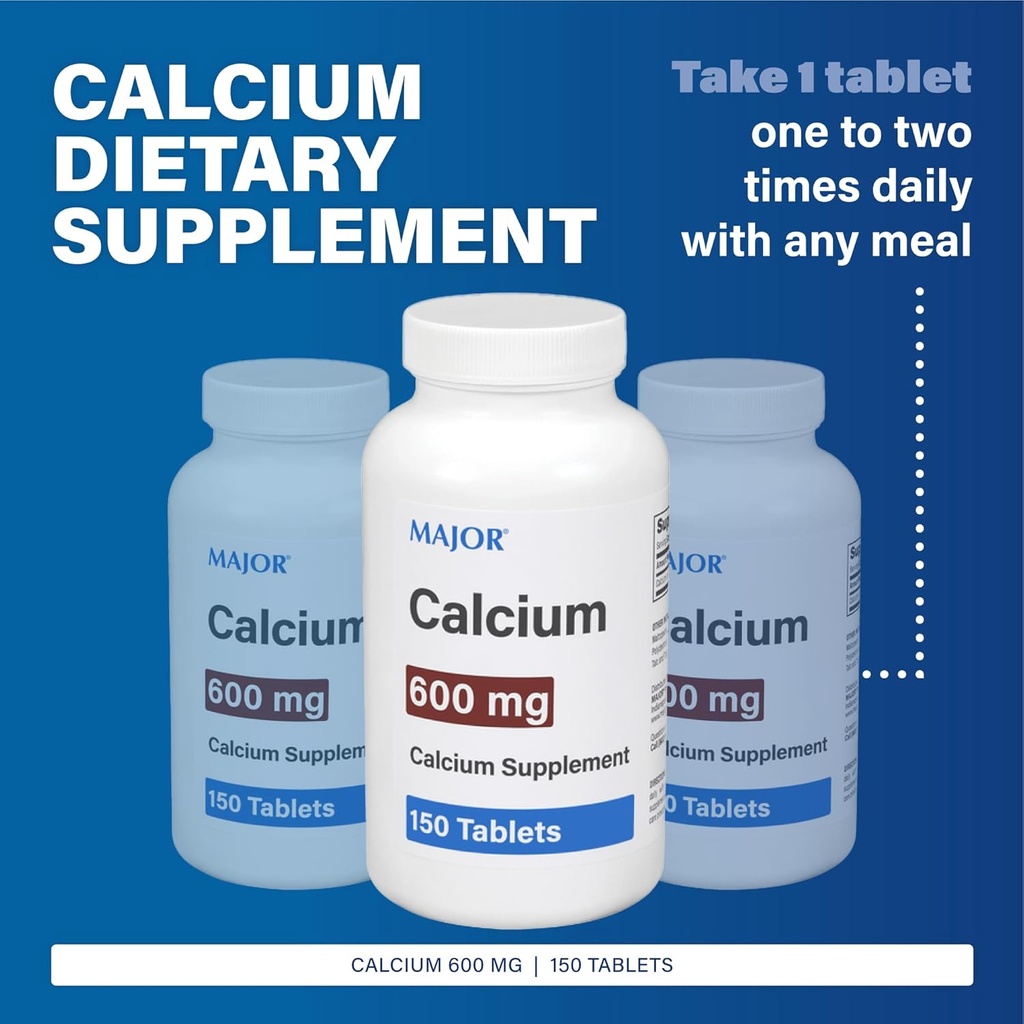 Major 600mg Calcium Tablets - Calcium Supplement - 150 Count (1 Pack)