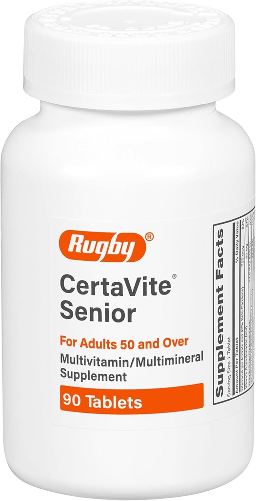 Rugby CertaVite Senior Multivitamin/Multimineral Supplement for Adults 50 and Over - 90 Tablets (1 Pack)