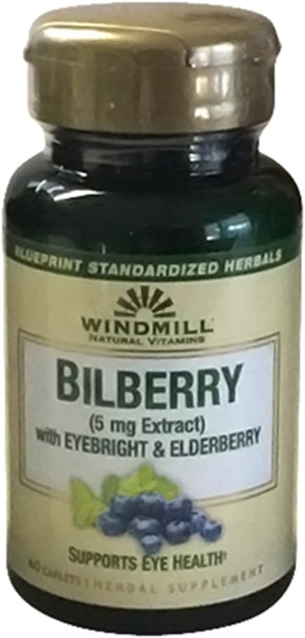 風車Bilberry 5のmgのエキスのカプレット、Eyebright及びElderberryサポート目の健康、60のea