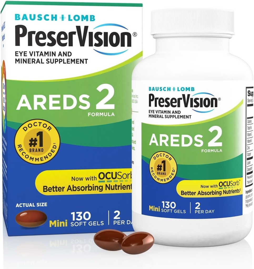 PreserVisionは、ビタミンC、ビタミンE、亜鉛、銅、130 Softgels(Minigels)の2眼のビタミン、#1眼の医師の推奨ブランド、ルテイン、ゼアキサンチンサプリメントです。