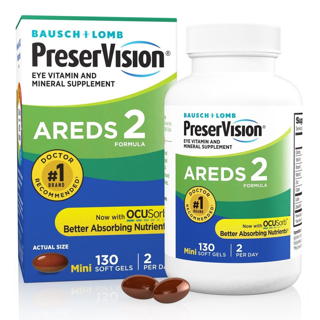 PreserVisionは、ビタミンC、ビタミンE、亜鉛、銅、130 Softgels(Minigels)の2眼のビタミン、#1眼の医師の推奨ブランド、ルテイン、ゼアキサンチンサプリメントです。