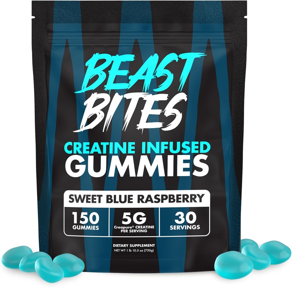 BEAST BITES - クレアチン注入ガミー - サービングごとに5gクレアクレアクレアクレアチンモノハイド - NSFスポーツ認定 - 30サービング