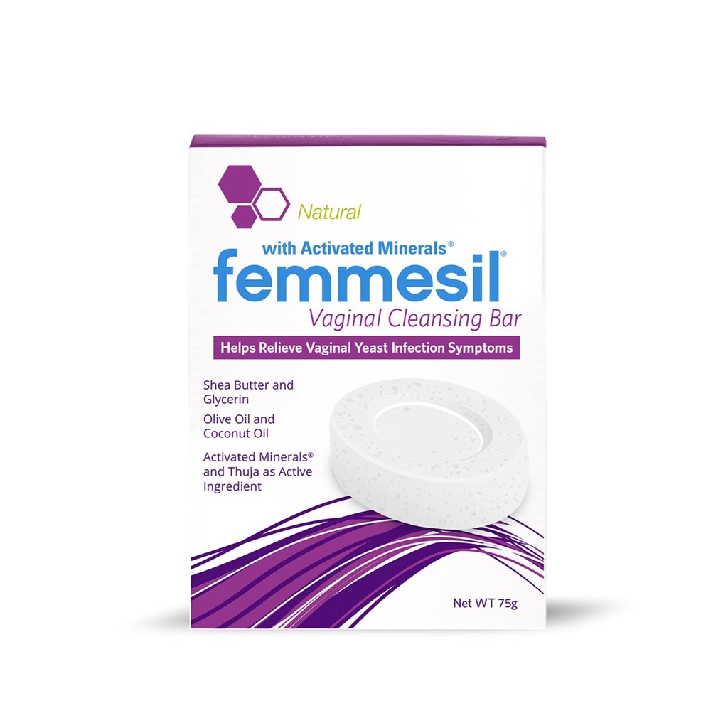 Femmesil Vaginal Antifungal Soap for Yeast Infection Relief for Women, Vaginal Itch & Irritation, Dermatologist Tested & Hypoallergenic Approved. All-Natural Vagina Soap Bar (75gm)