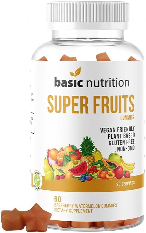 SuperFruits Gummies with Collagen-Promoting Mixed Fruit Blend for Beauty and Skin Care | Natural Raspberry Watermelon Flavor | Non-GMO Plant-Based, Vegan, Gluten-Free & Gelatin Free
