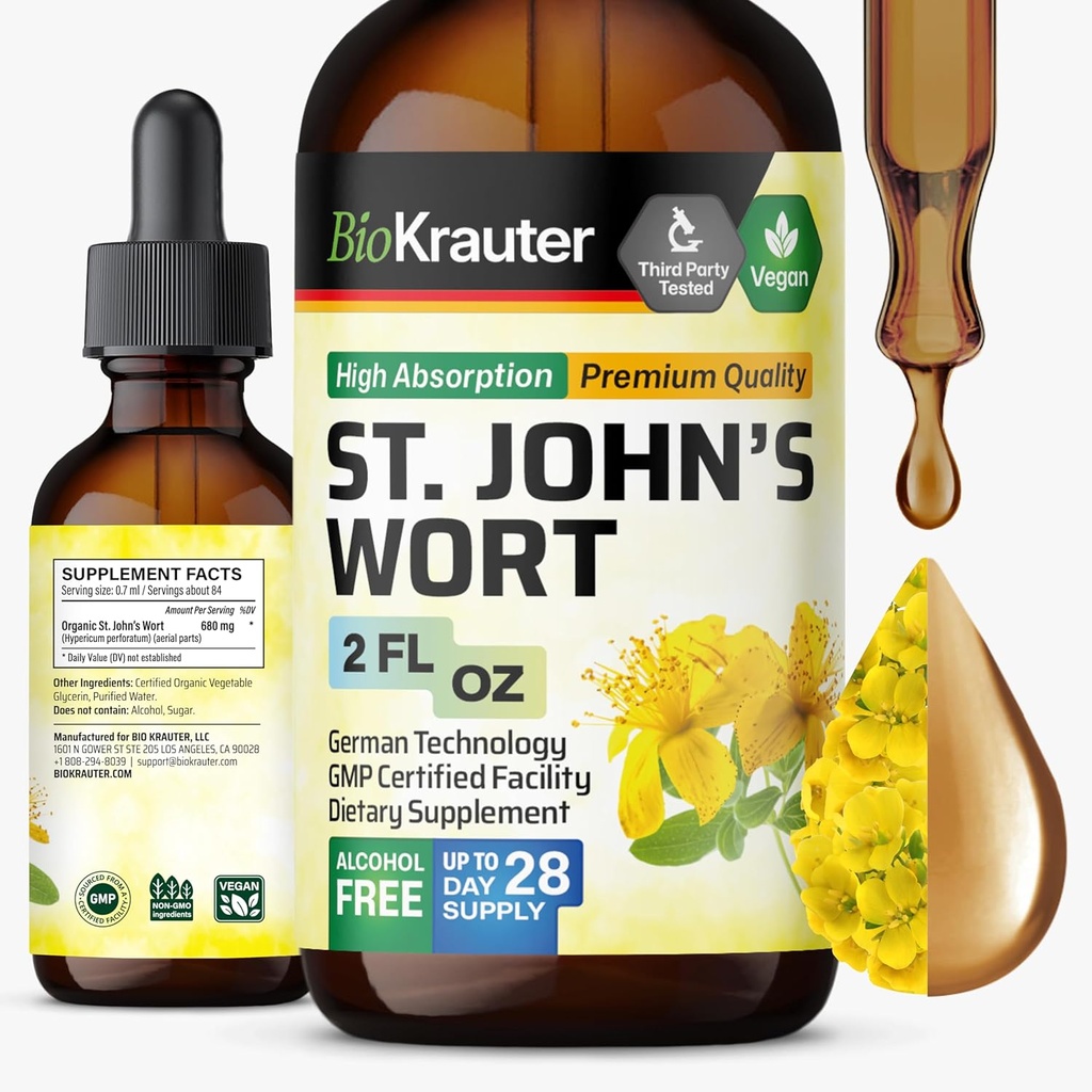 バイオ・クローラー St John's Wort Tincture - 気分のサポートのためのHypericum Perforatum液体エキス - 高吸収 - ビーガンドロップ2 Fl.Oz.