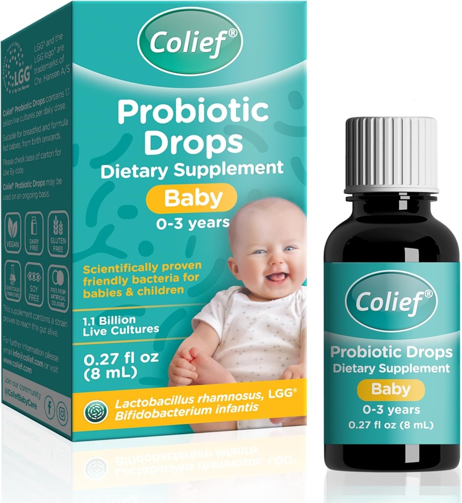 Colief Probiotic Drops 赤ちゃん | 1.1 Billion ライブカルチャー | Lactobacillus Rhamnosus & Bifidobacterium Infantis | 出産から選ぶ | 科学的に実績のあるフレンドリーな細菌 | 0.27 Fl Oz