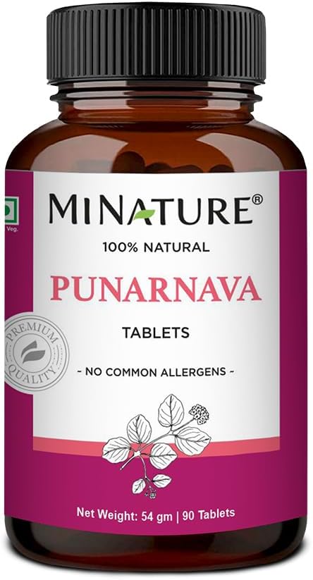 ミネイチャーによるPunarnava錠|90錠、1000mg|45日の供給|ハーブ錠|ヴィーガン|ボアビサ|インドから