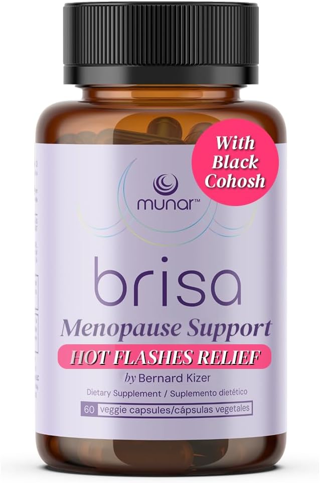 Munar Brisa Menopause Support – ミルクアザミ、バイテックス、ブラックコホッシュ、ルバの女性のホルモンバランス。 熱いフラッシュを減らします, エネルギーをブースト, 肝臓デトックス - 30 日の供給 (60 カプセル)