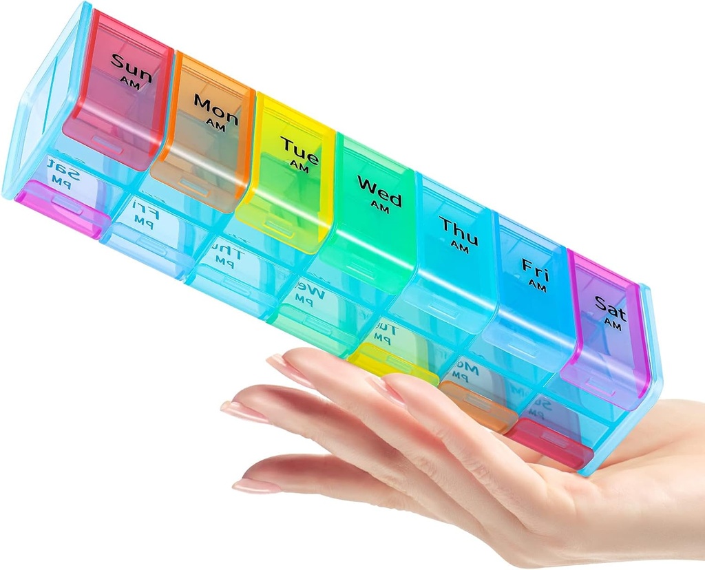 余分大きい丸薬のオルガナイザー、2は日の大きい週刊の薬のオルガナイザー、ピル ボックス7日は毎日の魚油、ビタミン、補足、大きいBPAが付いているジャンボの丸薬の容器を解放します