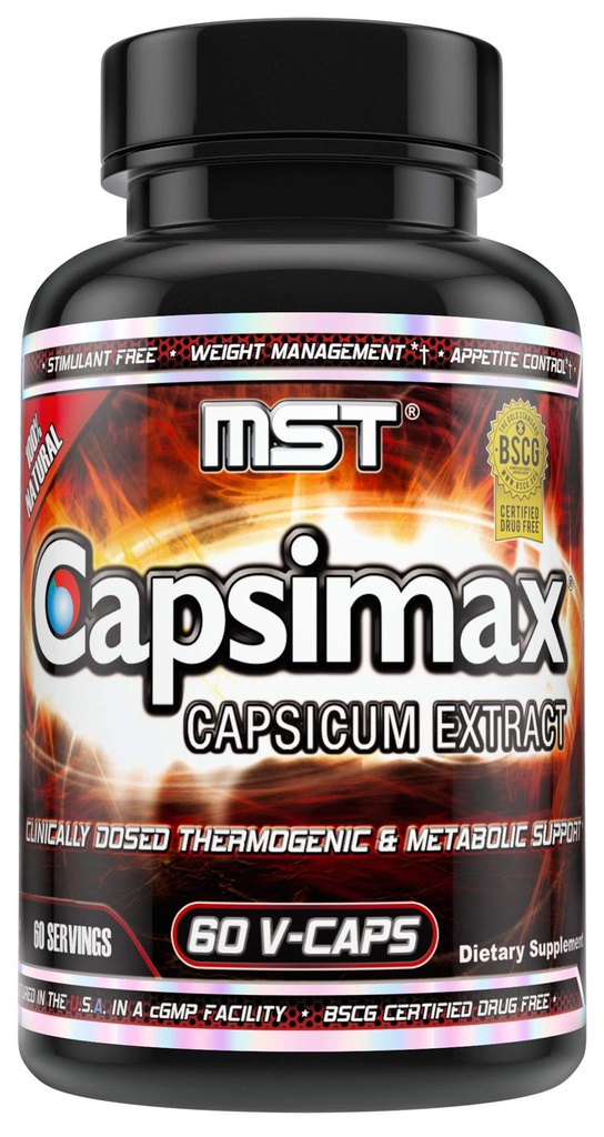 MST Capsimaxの補足100mg Vのカプセル、60は臨床的にDosedの重量管理、Thermogenic、食欲制御、カロリーの焼却、メタボリック健康、興奮剤を放します。BSCGは証明しました