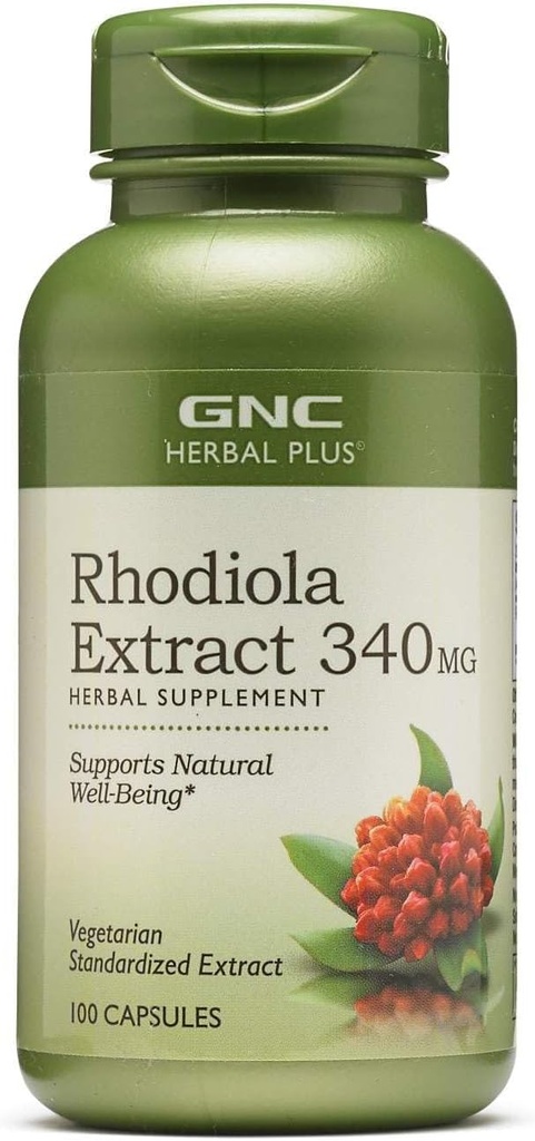 GNC の草のプラス Rhodiola のエキス 340mg、100 カプセルは、自然な幸福を支えます