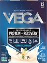 Vega Protein + Recovery - 30gの植物ベースのタンパク質/サービング、バニラ、12 x 1.6ozサチェット、5g BCAA、プロバイオティクス、NSF認定、シェイクス&スムージー、(5月パッケージ)