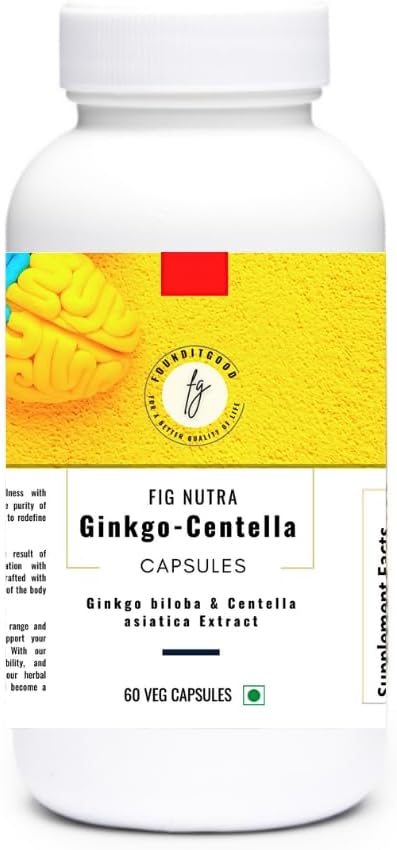 FiG Nutra 'Ginkgo-Centella' カプセル | 焦点と記憶のための脳の健康の補足 | 銀杏のbiloba の葉のエキスとCentella asiatica の葉のエキスの強力なブレンド | 60 ベジのカプセル