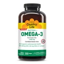 カントリーライフオメガ-3フィッシュオイルサプリメント、1000mg、180mg EPA&120mg DHA、フィッシュオイルコンセントレート、バープレス、300ソフトジェル、認定グルテンフリー