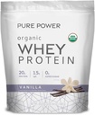 Dr. Mercola Pure Power Organic Whey Protein - 20 g Protein - Supports Muscle Growth & Energy - Grass-Fed Whey Concentrate - 15 Servings (20.60 oz) - Vanilla