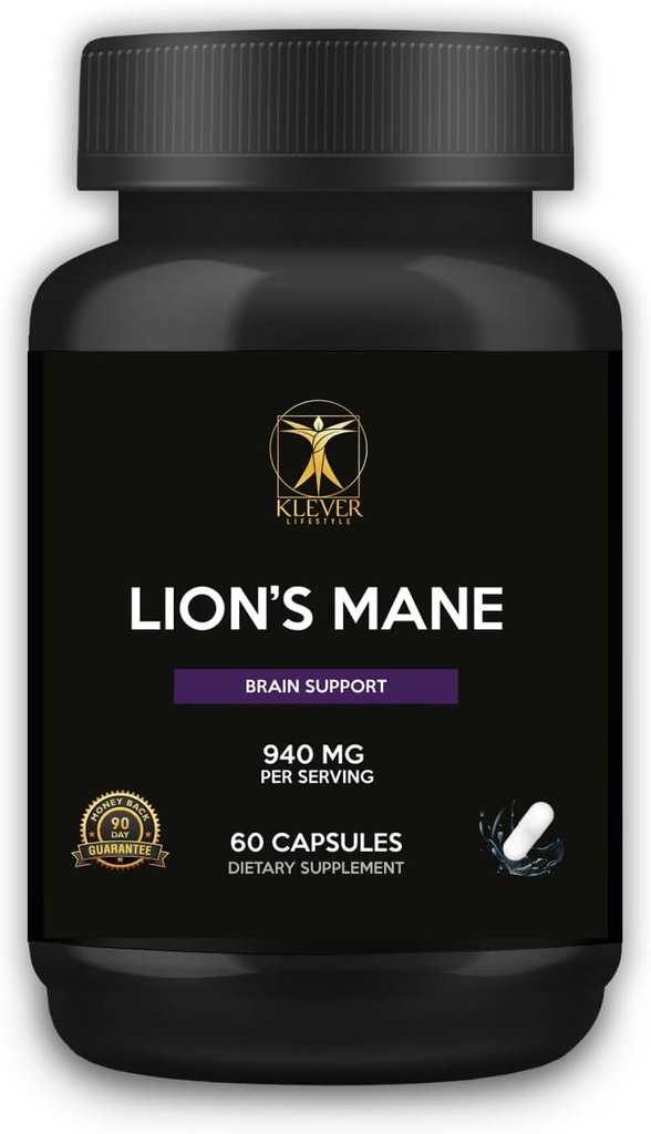 Klever Lifestyle | ライオンのマネのマッシュルーム | 記憶・フォーカスの増強物 | 60カプセル | 940mg/サービング
