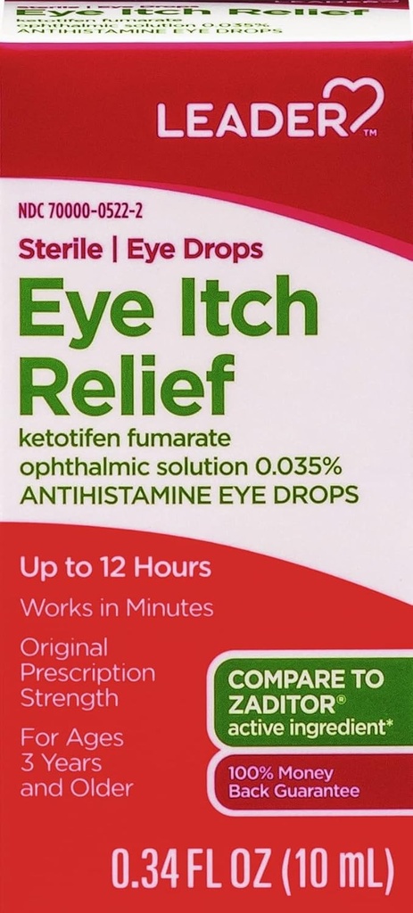 眼のアレルギー及びイッチの救助、KetotifenのAntihistamineの解決0.035%のためのリヤダーの生殖不能の目の低下は、最高12時間、規定の強さ0.34のoz働きます