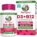 MaryRuth Organics Sugar Free | 2ヶ月サプライ | ビタミンD&B12 ビタミンサプリメント | 骨の健康 | 免疫サポート | ヴィーガン | ノンGMO | 60食