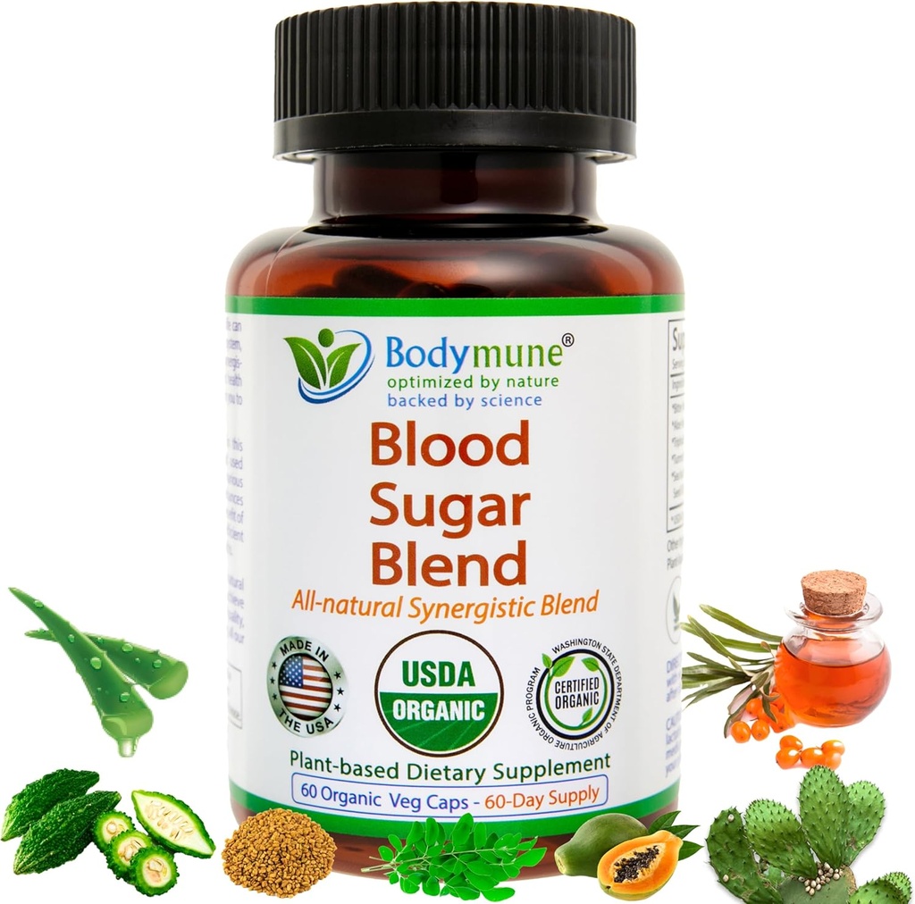 USDA Organic Blood Sugar Blend | ヘルシーなメタボリズムをサポート | ビターメロン、モリンガ、アロエベラ、ノパルマ、パパイヤエキスなど | 60日間サプライ | ヴィーガン&非GMO | アメリカメイド