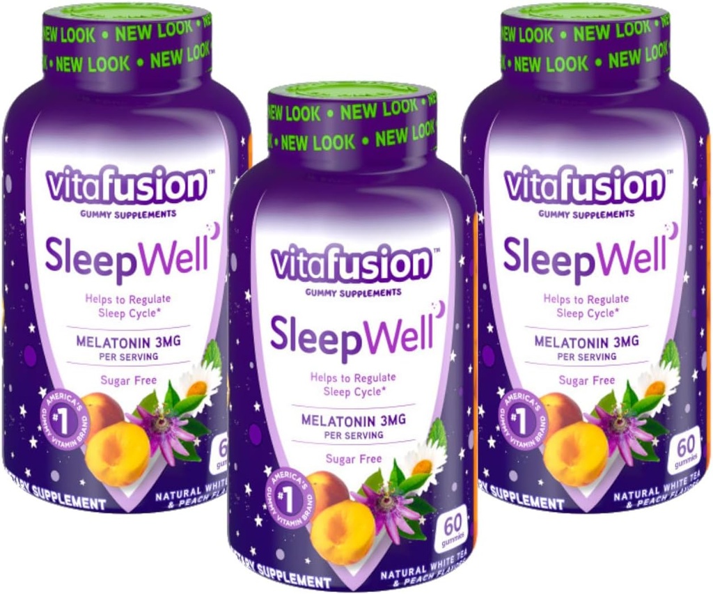 Vitafusion Sleep Well Melatonin Gummies砂糖無料、60 各(3パック)