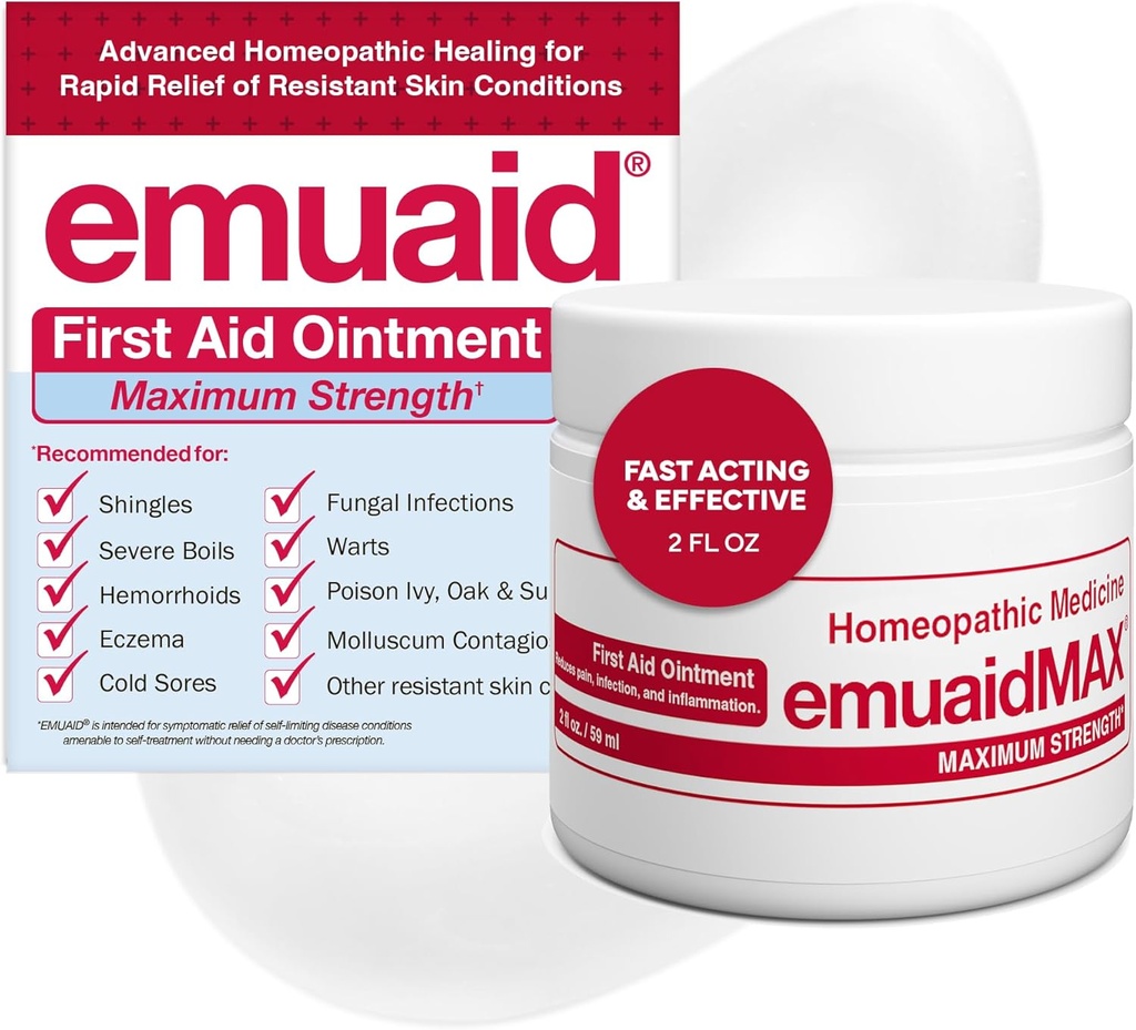 エマエイドEMUAIDMAXは、ツルツルツの足、乾癬、靴下のイッチ、ラッシュ、Eczema、コールドソール、ブリストル、イースト感染症2ozのための痛みの皮膚、最大強度の治療のための軟膏
