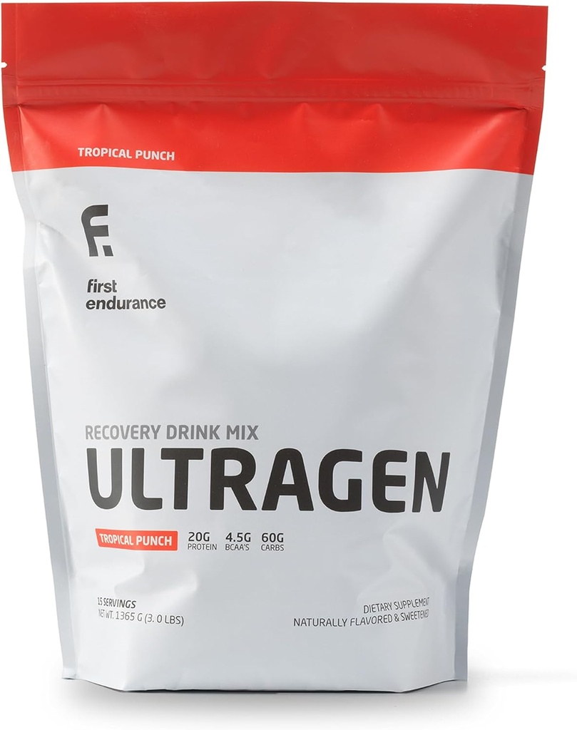 FIRST ENDURANCE Ultragenのワークアウトの回復飲み物の粉、蛋白質の組合せ、ブーストのエネルギー、加速の回復 熱帯パンチ、15のサービング