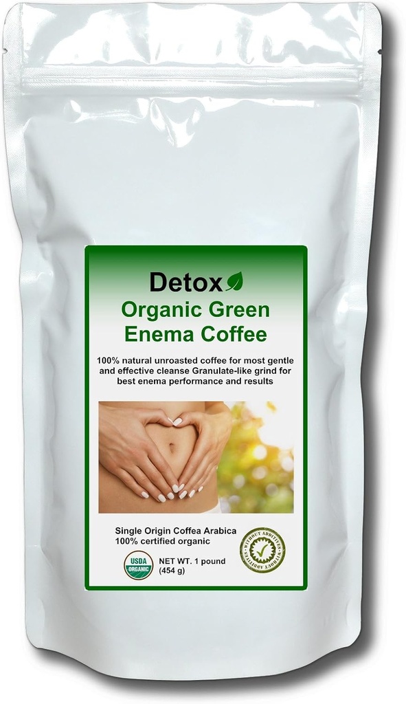 Detox Organic Green Enema Coffee (1 Pound) - Original Gers. Formula for Detox and Cleansing - GMP certified, Lab tested