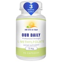 私達の毎日のビツL-Methylfolate 5のmg/5000のmcgの最高の強さの活動的な葉酸塩、5-MTHFの注入口の自由な、グルテンフリー、非GMOのベジタリアンのカプセル90の計算(3か月の供給)